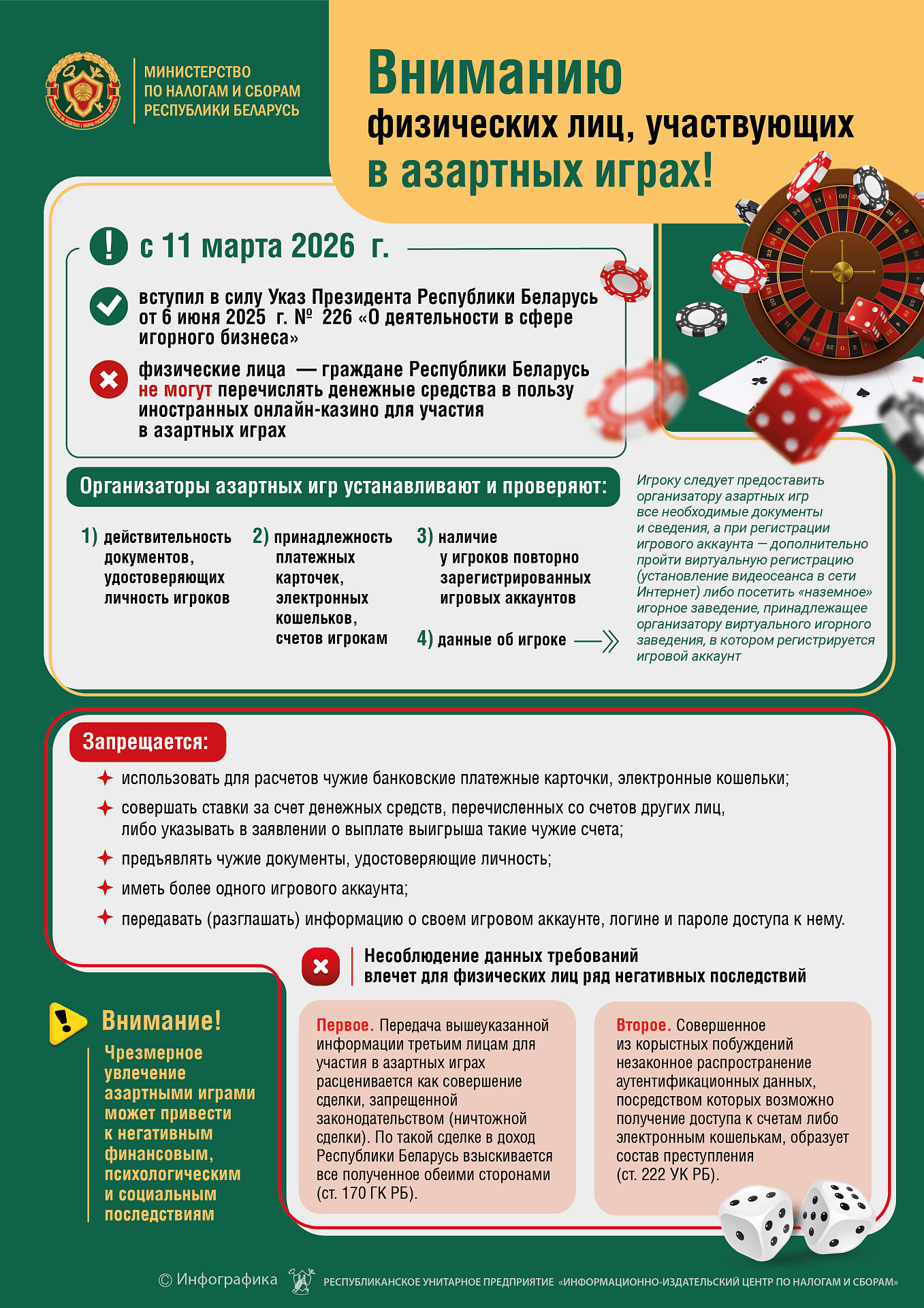 Вниманию физических лиц, участвующих в азартных играх!