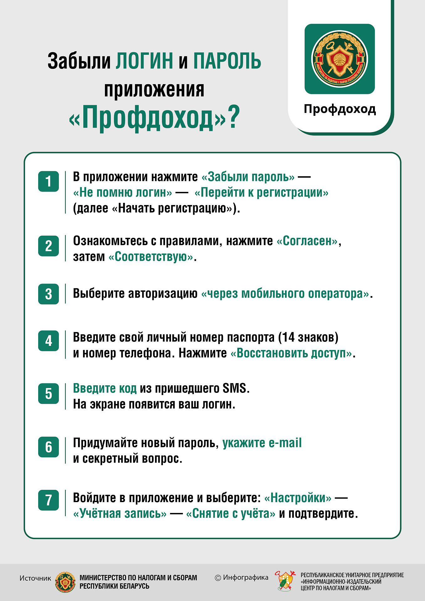 Забыли логин и пароль приложения «Профдоход»?