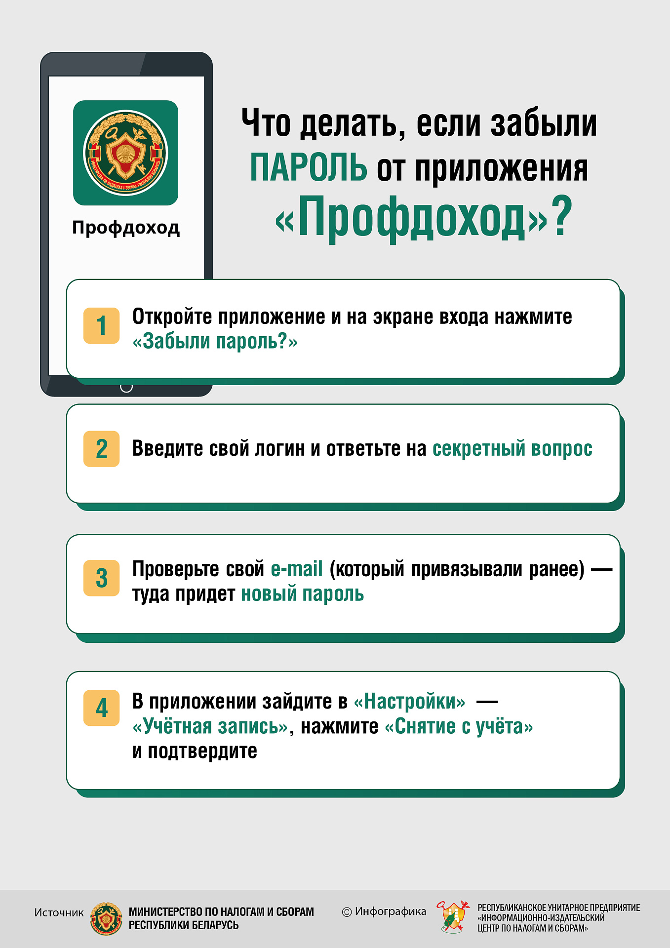 Что делать если забыли пароль от приложения «Профдоход»?